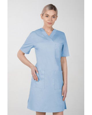 M-076F Sukienka medyczna wiązana  fartuch medyczny kolor błękit