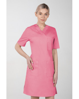M-076F Sukienka medyczna wiązana  fartuch medyczny kolor malina