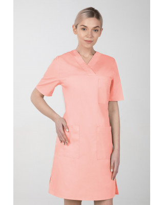 M-076F Sukienka medyczna wiązana  fartuch medyczny kolor morela