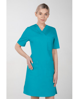 M-076F Sukienka medyczna wiązana  fartuch medyczny kolor turkus