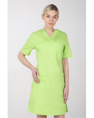 M-076FX Sukienka damska elastyczna medyczna fartuch kosmetyczny kolor limonka