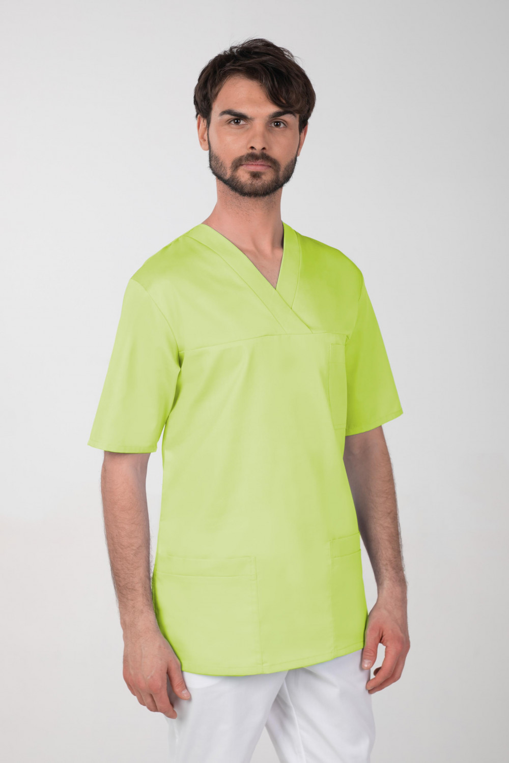 M-074CX Elastyczna bluza medyczna męska chirurgiczna limonka