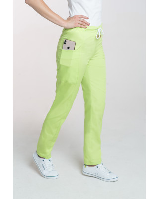 M-200X Elastyczne spodnie damskie medyczne kosmetyczne na sznurku limonka