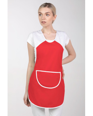 M-023A fartuch kasak kuchenny odzież gastronomiczna wiązany po bokach czerwony + biały